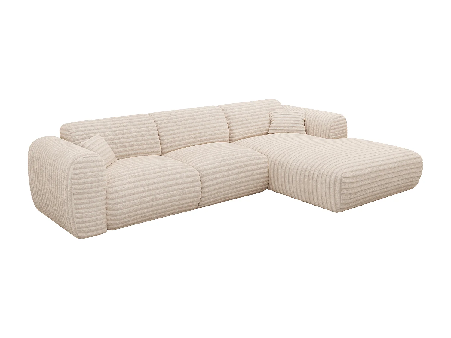 Großes Ecksofa - Ecke rechts - grob gerippter Cord - Beige - POGNI von Maison Céphy