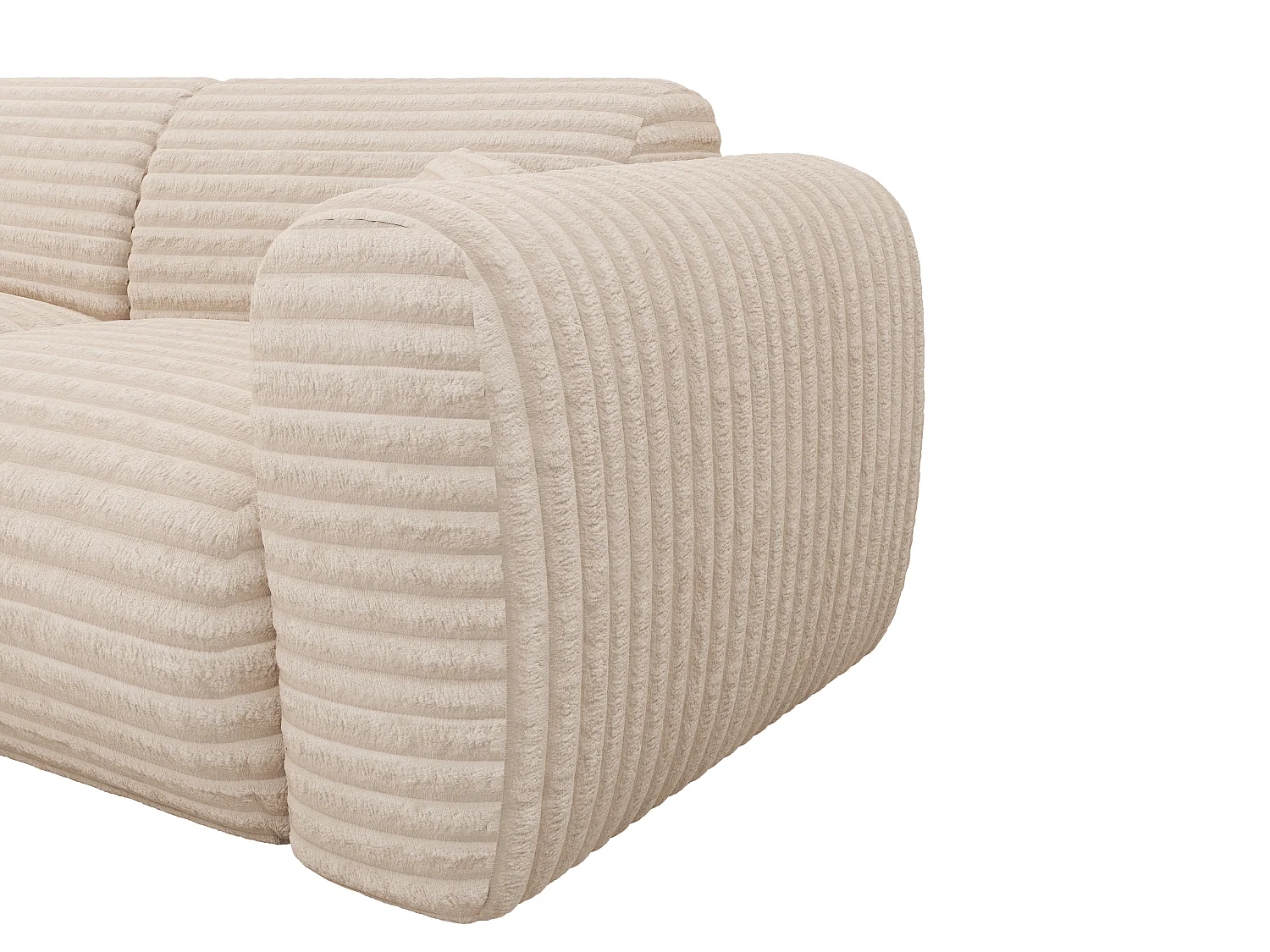 Gran sofá rinconero izquierdo de pana color beige de Maison Céphy