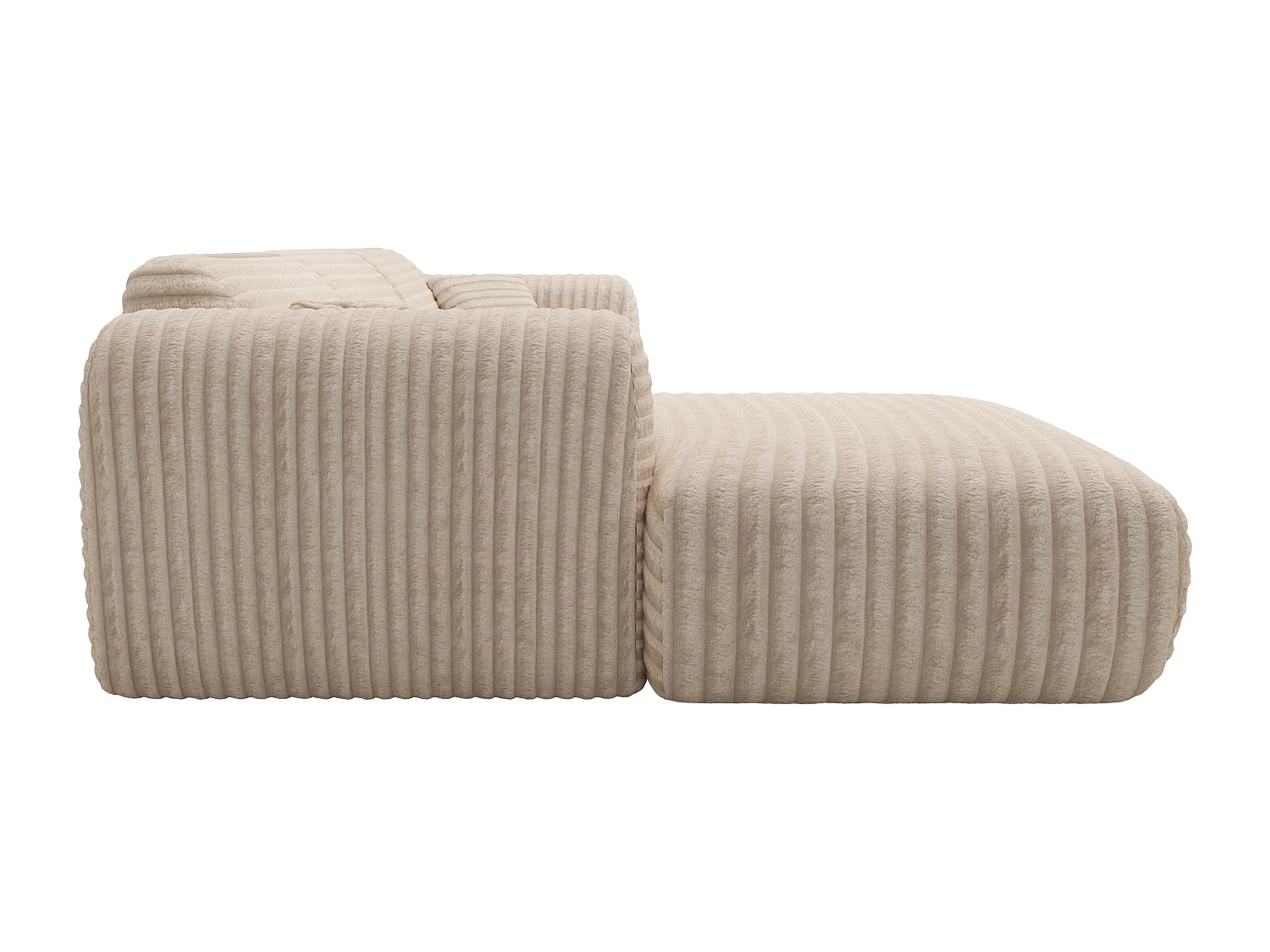 Gran sofá rinconero izquierdo de pana color beige de Maison Céphy