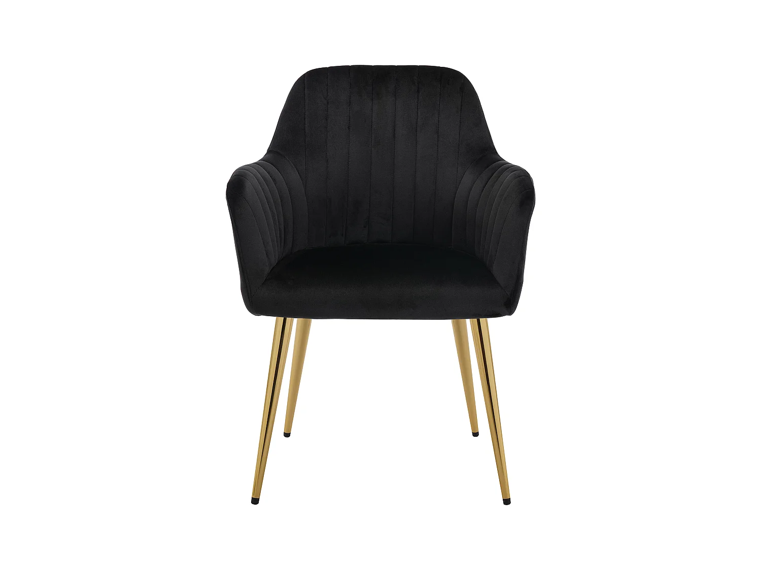 Lot de 6 chaises avec accoudoirs en velours et métal doré - Noir - ELEANA
