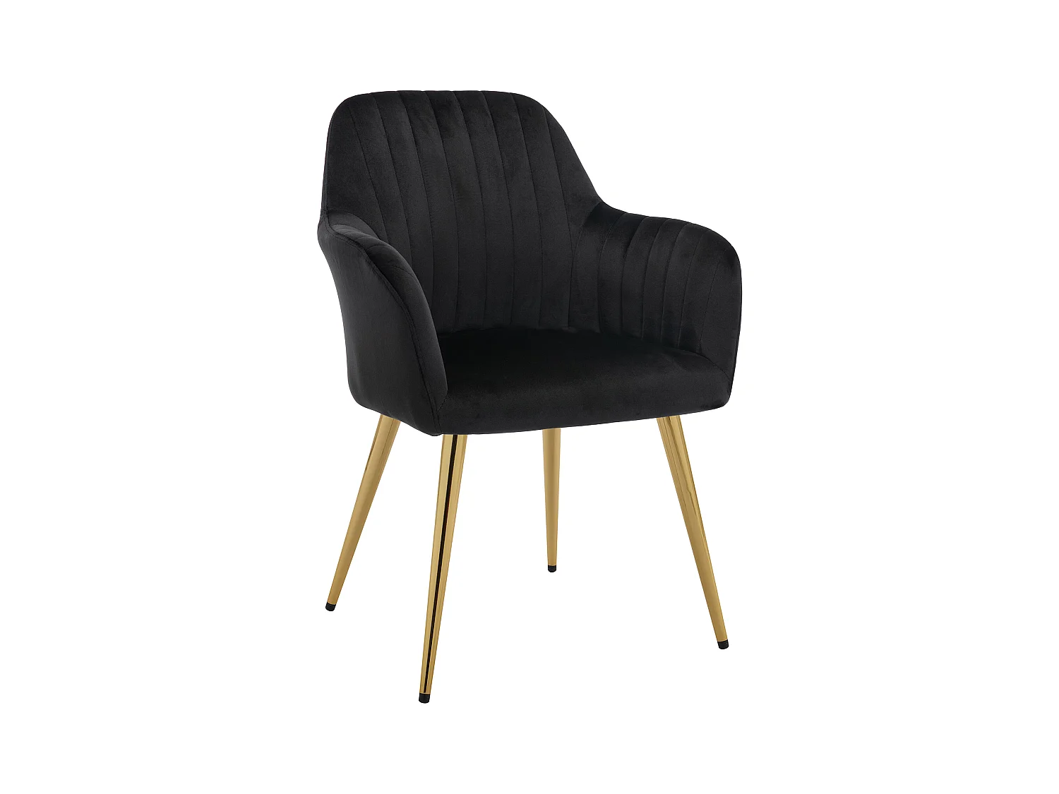 Lot de 6 chaises avec accoudoirs en velours et métal doré - Noir - ELEANA