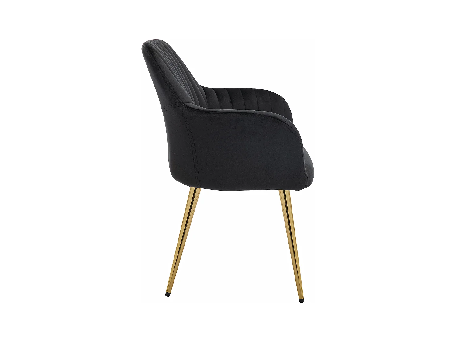 Lot de 6 chaises avec accoudoirs en velours et métal doré - Noir - ELEANA