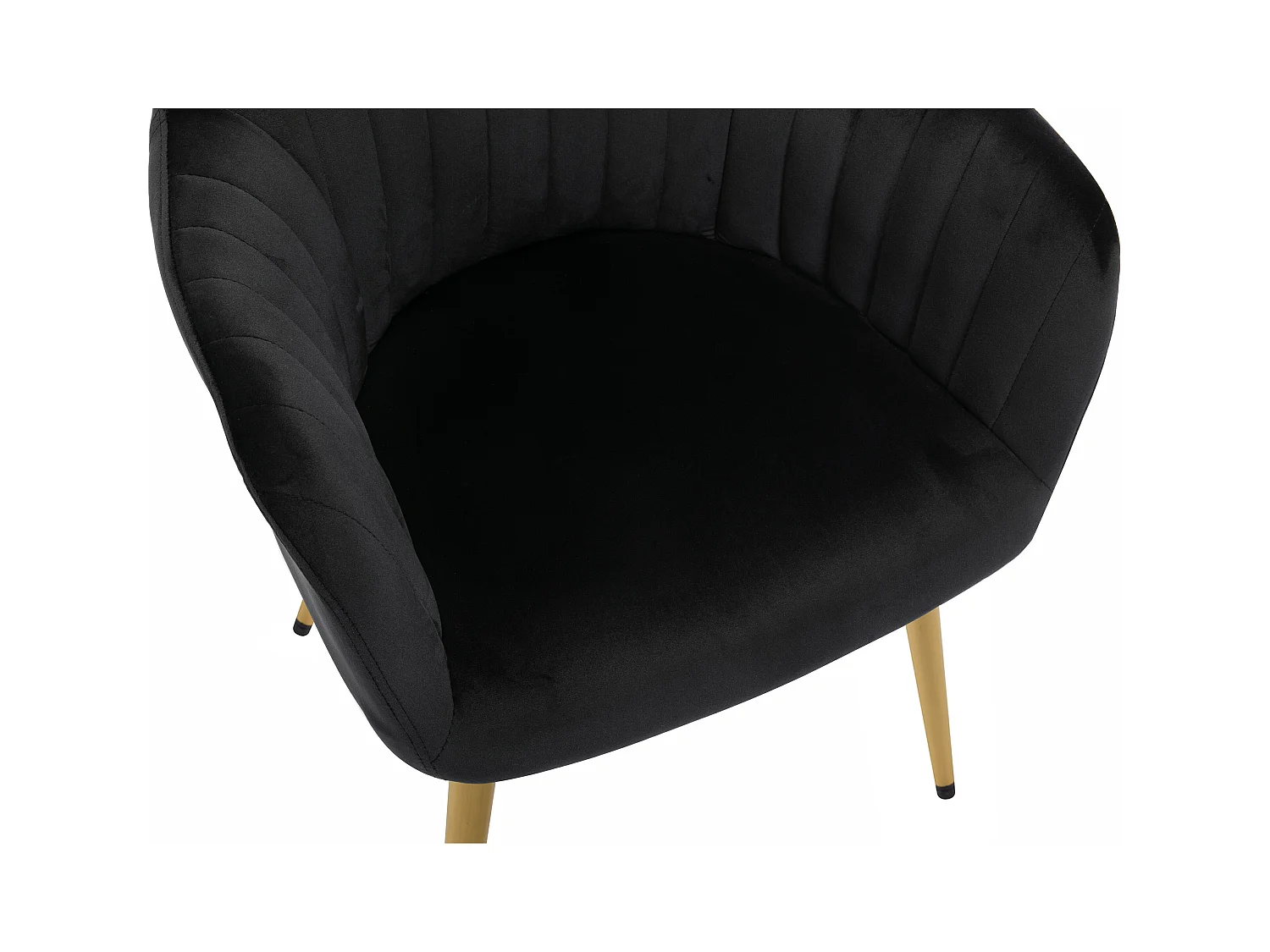 Lot de 6 chaises avec accoudoirs en velours et métal doré - Noir - ELEANA