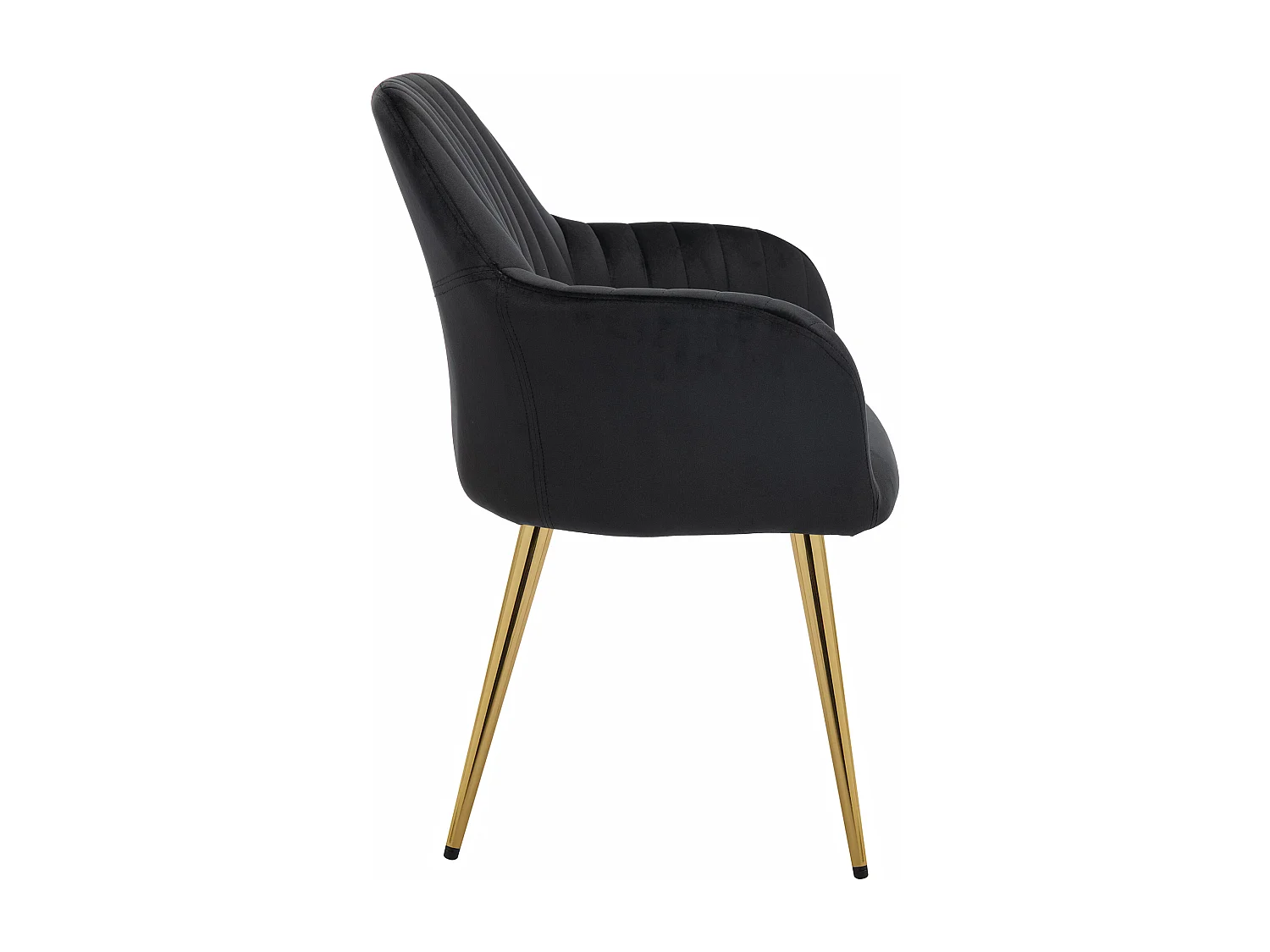 Lot de 6 chaises avec accoudoirs en velours et métal doré - Noir - ELEANA