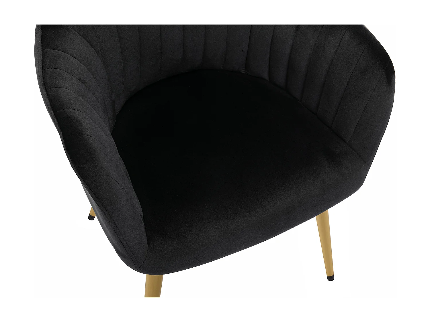 Lot de 6 chaises avec accoudoirs en velours et métal doré - Noir - ELEANA