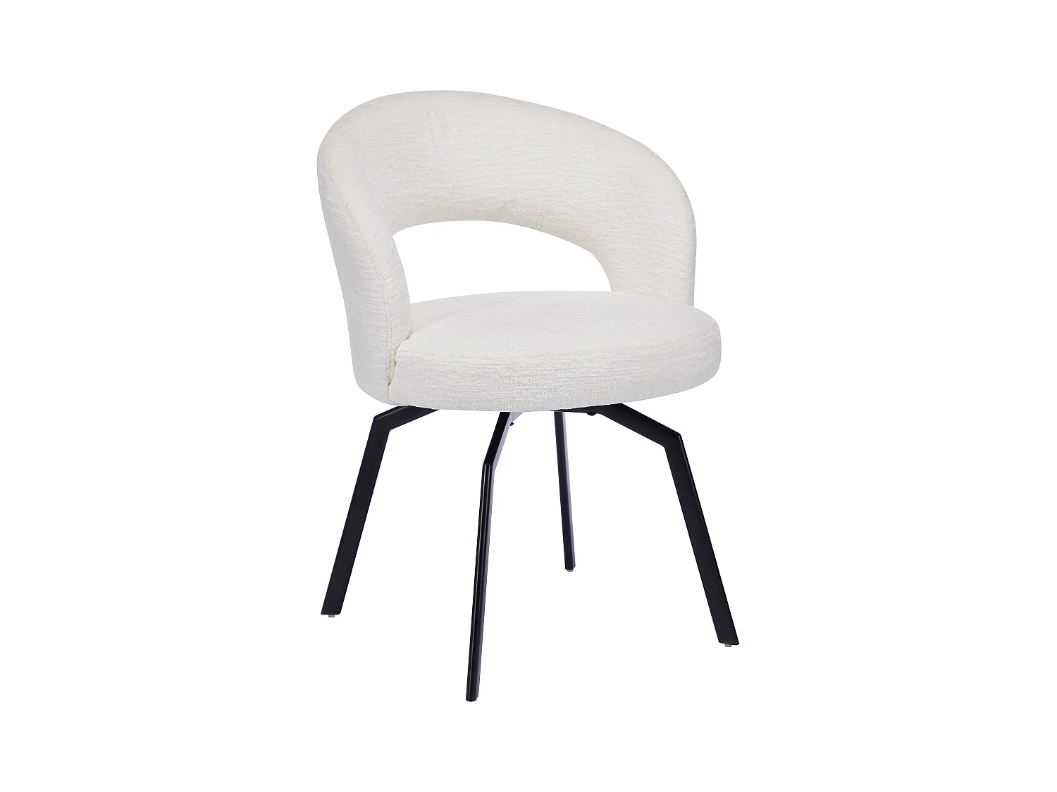 Drehstuhl 6er-Set - Strukturstoff & schwarzes Metall - Cremefarben - MILEANE