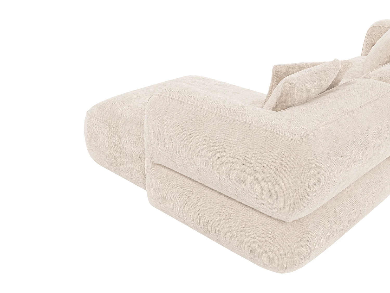 Sofá rinconera derecho de tela texturizada beige TREVALIS