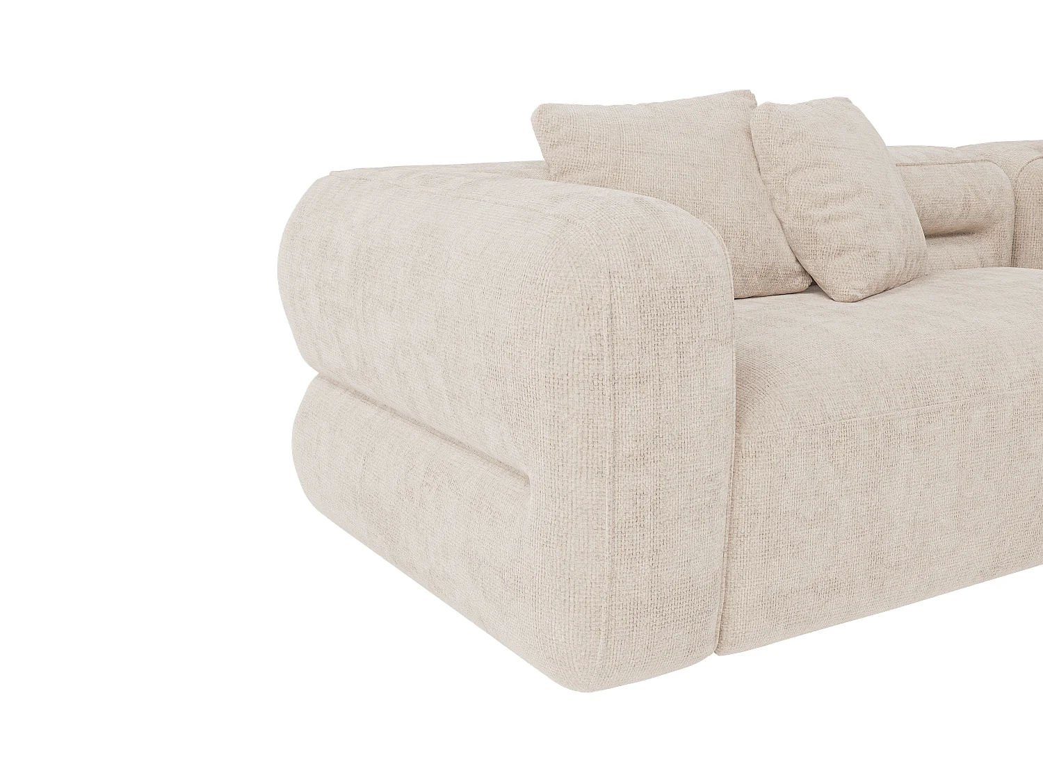 Sofá rinconera derecho de tela texturizada beige TREVALIS