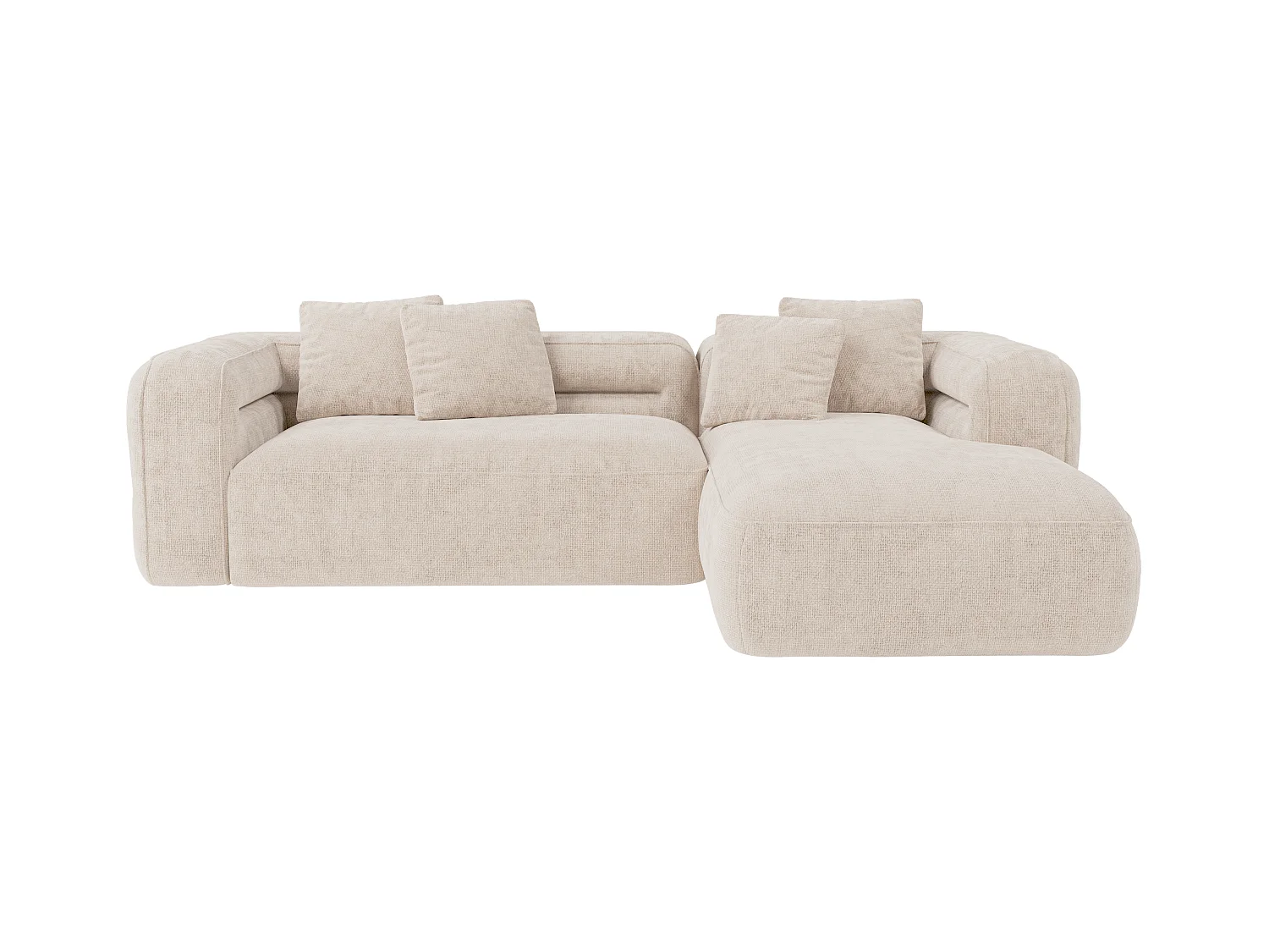 Sofá rinconera derecho de tela texturizada beige TREVALIS