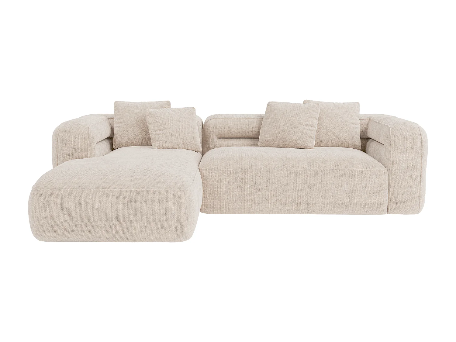 Vänster soffhörna i beige texturerat tyg TREVALIS