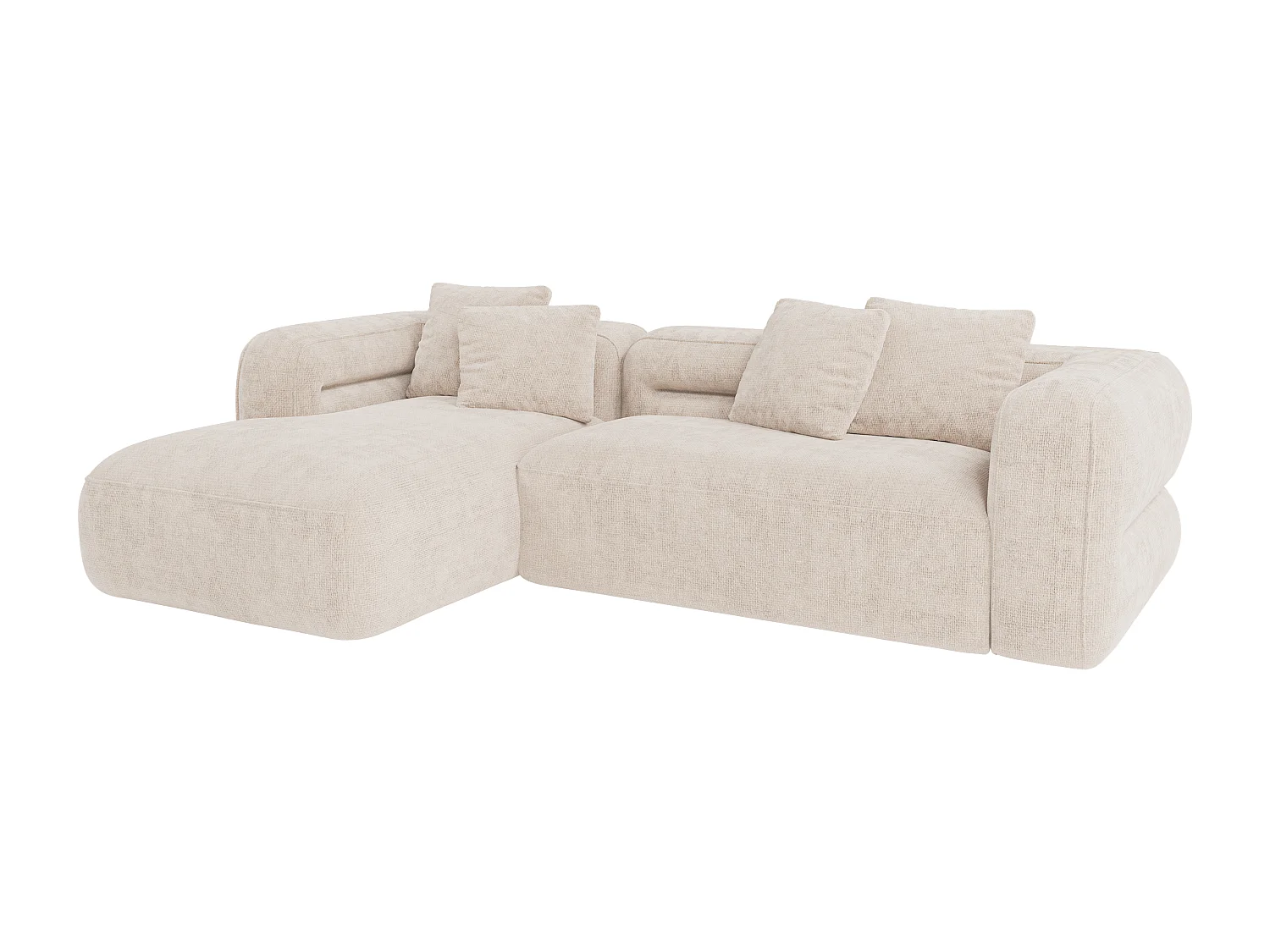 Vänster soffhörna i beige texturerat tyg TREVALIS