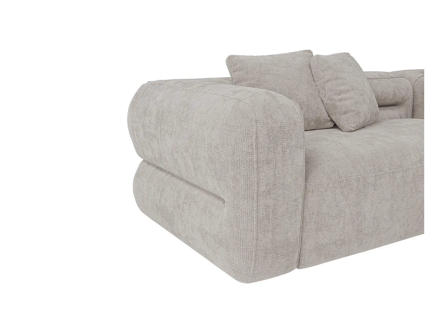 Høyre hjørnesofa i lysegrå strukturstoff TREVALIS