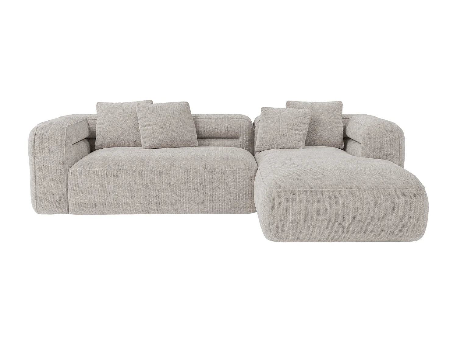 Ecksofa - Ecke rechts - Strukturstoff - Hellgrau - TREVALIS