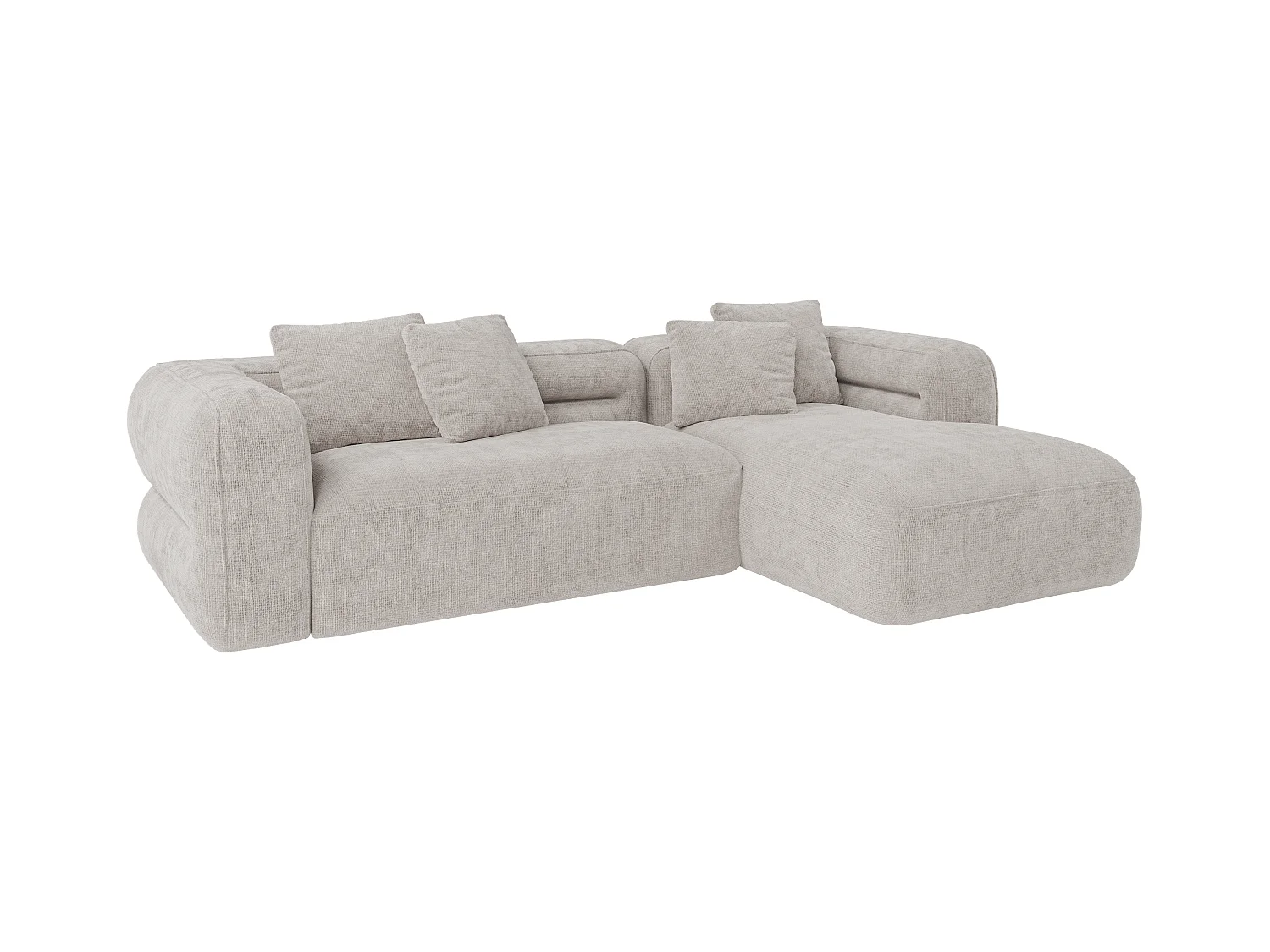 Ecksofa - Ecke rechts - Strukturstoff - Hellgrau - TREVALIS