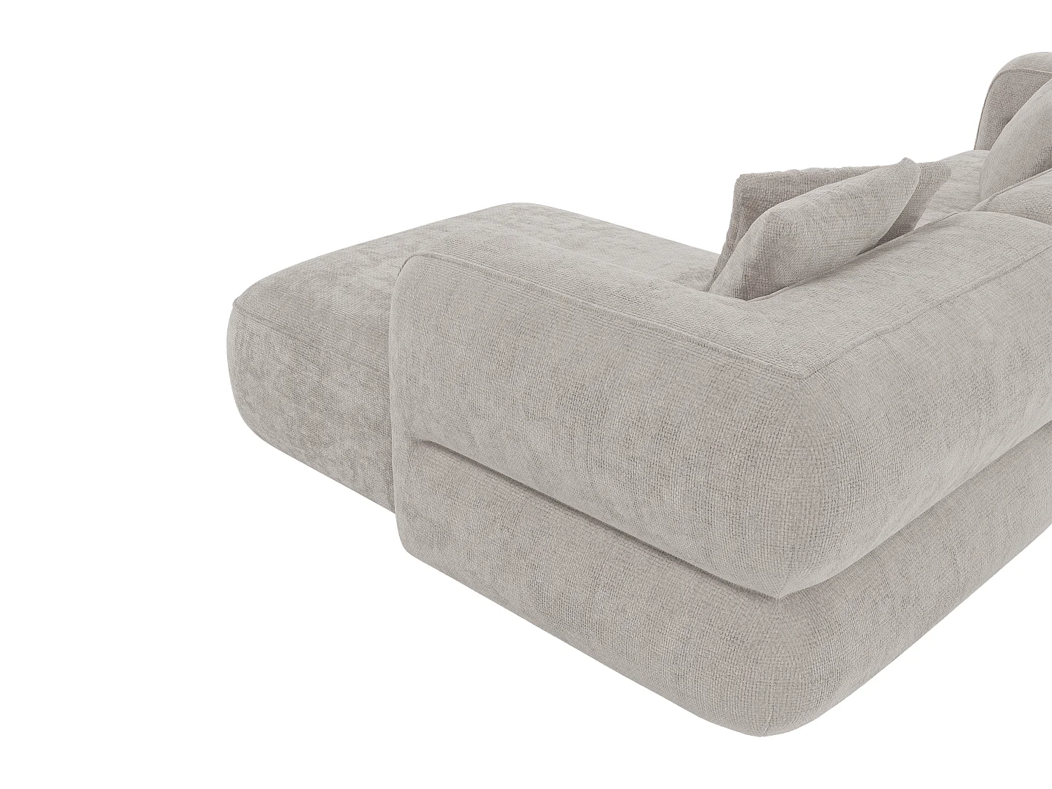 Sofá de canto direito em tecido texturizado cinza-claro - TREVALIS