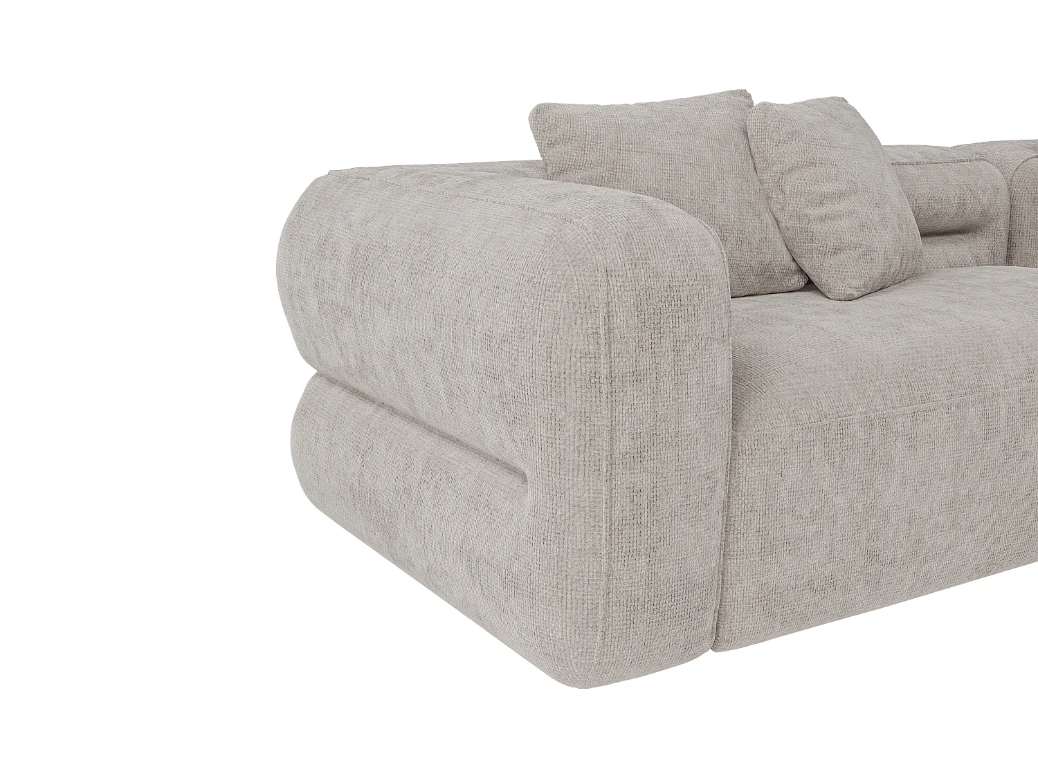 Sofá de canto direito em tecido texturizado cinza-claro - TREVALIS