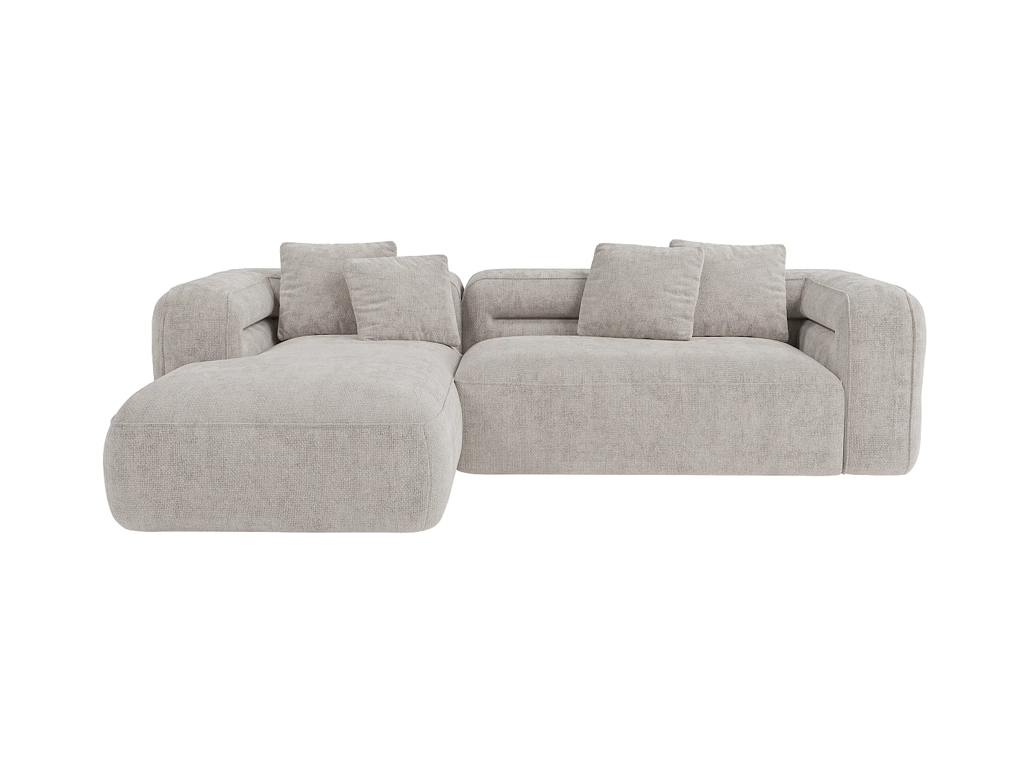 Canapé d'angle gauche en tissu texturé gris clair TREVALIS