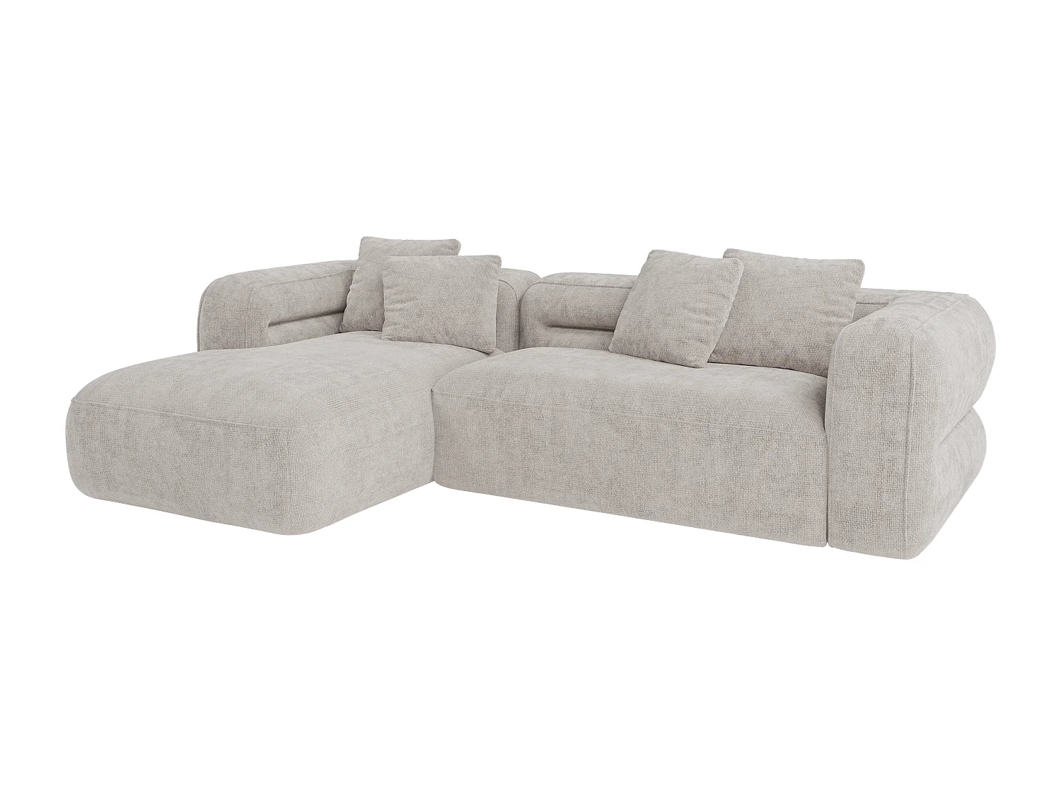 Canapé d'angle gauche en tissu texturé gris clair TREVALIS