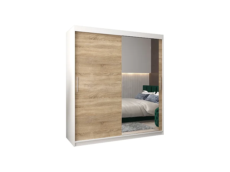 Schwebetürenschrank Tokyo 2 200/180/62 2-Türig (Weiß/Sonoma)