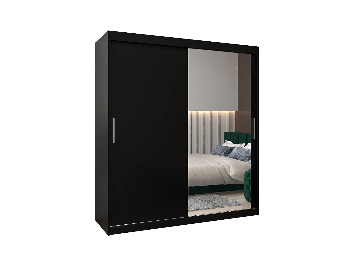 Armoire Tokyo 2 À Portes Coulissantes 200/180/62 2 portes (Noir/Noir)