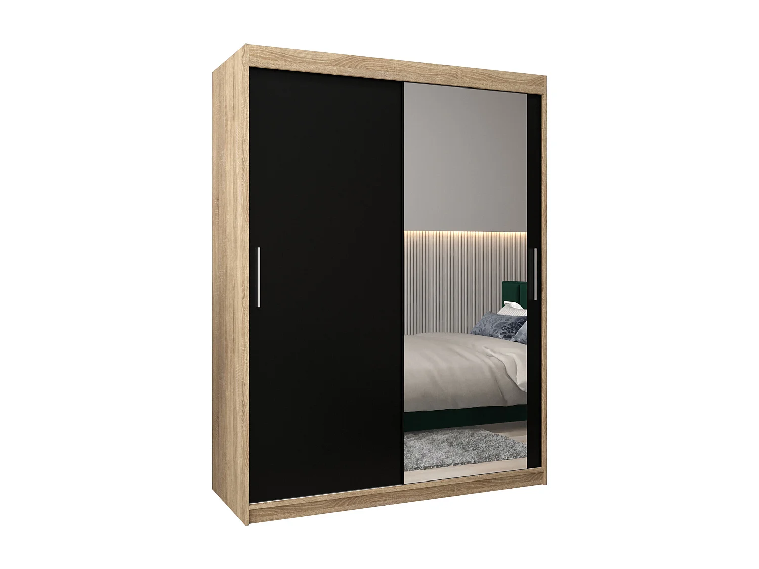 Armoire Tokyo 2 À Portes Coulissantes 200/150/62 2 portes (Sonoma/Noir)