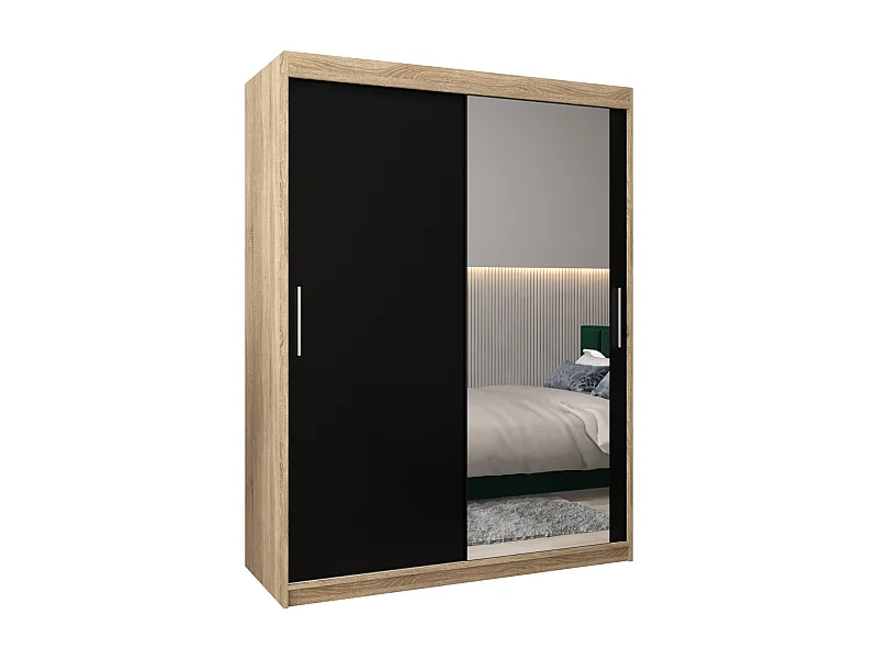 Armoire Tokyo 2 À Portes Coulissantes 200/150/62 2 portes (Sonoma/Noir)