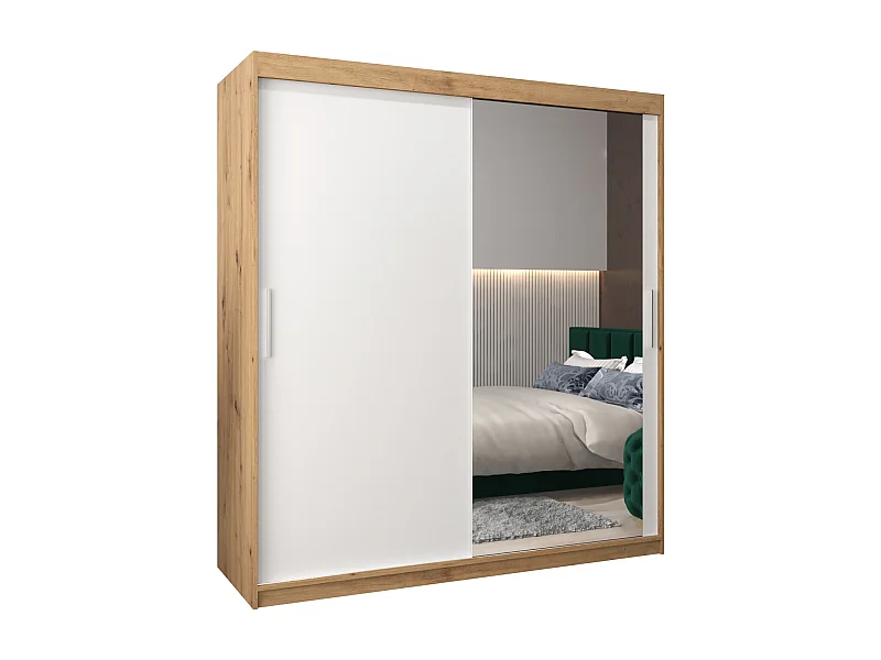 Armoire Tokyo 2 À Portes Coulissantes 200/180/62 2 portes (Artisan/Blanc)