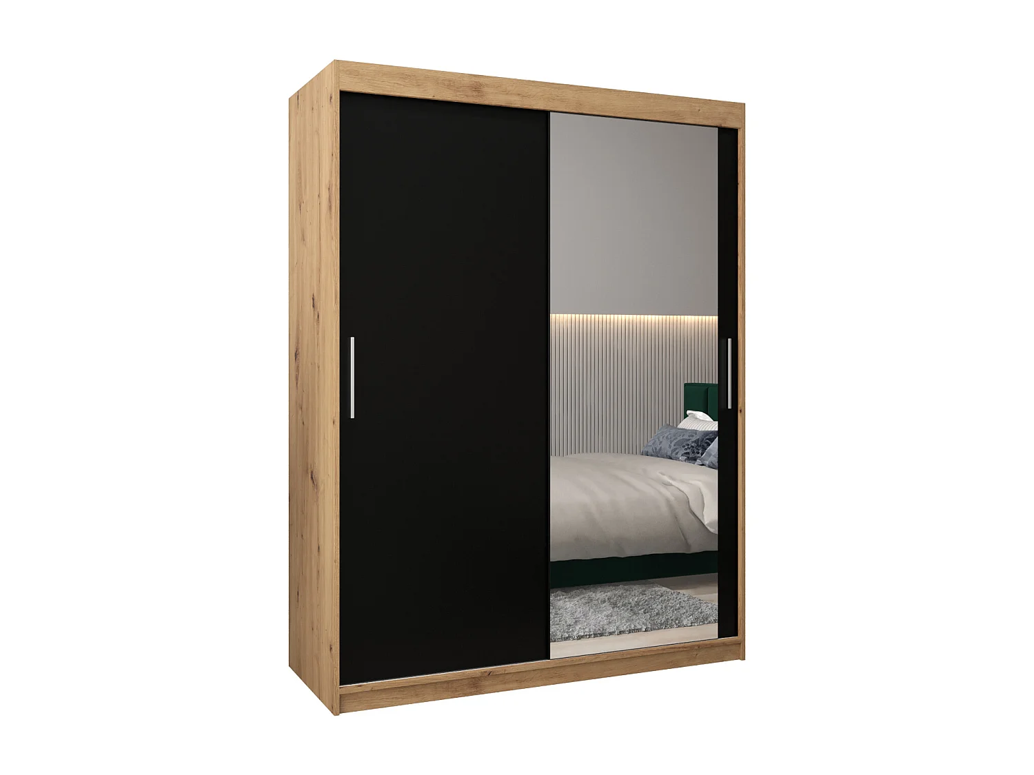 Armoire Tokyo 2 À Portes Coulissantes 200/150/62 2 portes (Artisan/Noir)