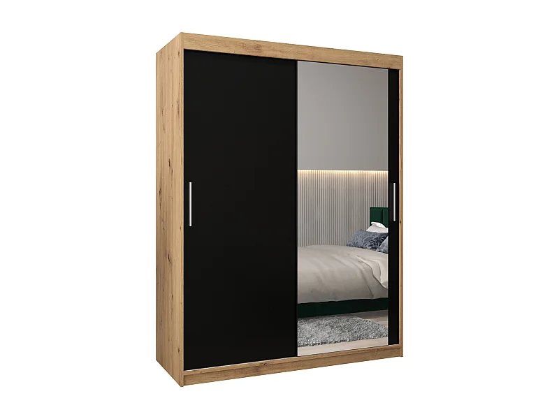 Armoire Tokyo 2 À Portes Coulissantes 200/150/62 2 portes (Artisan/Noir)