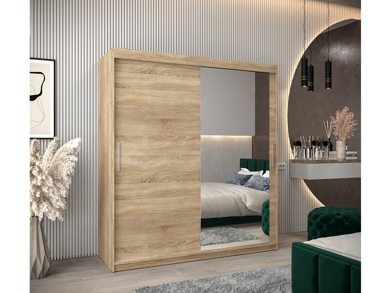 Schwebetürenschrank Tokyo 2 200/180/62 2-Türig (Sonoma)