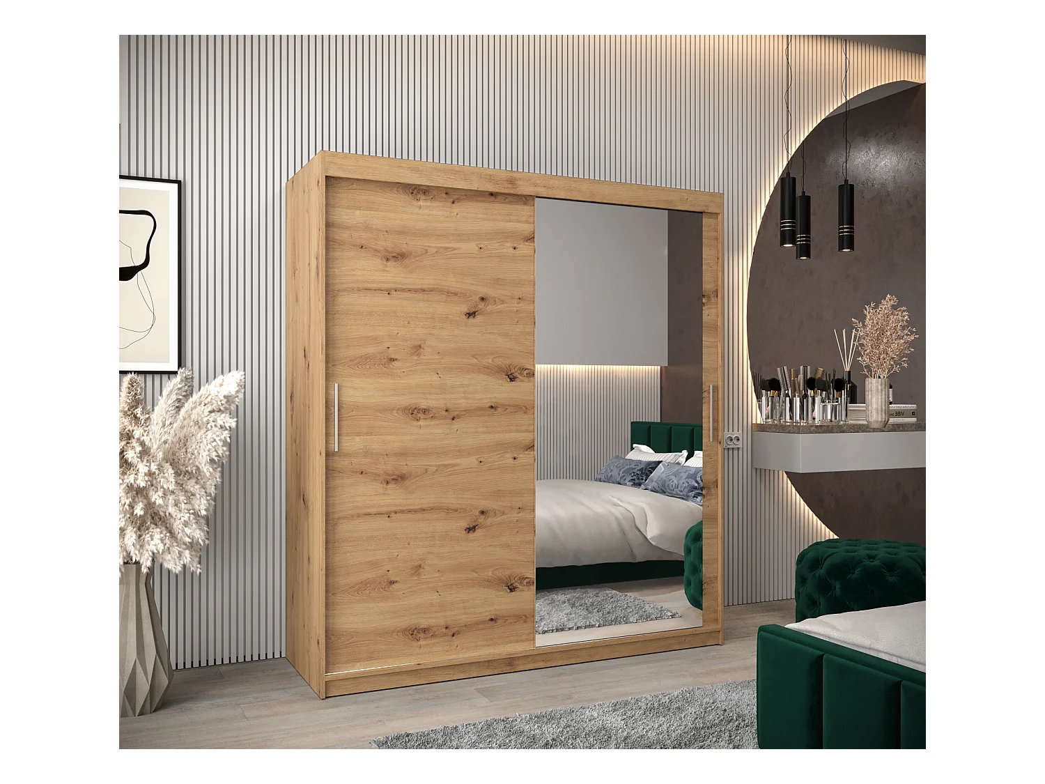 Armoire Tokyo 2 À Portes Coulissantes 200/180/62 2 portes (Artisan/Artisan)