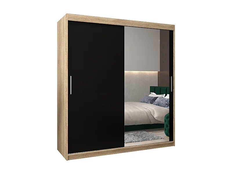 Armoire Tokyo 2 À Portes Coulissantes 200/180/62 2 portes (Sonoma/Noir)