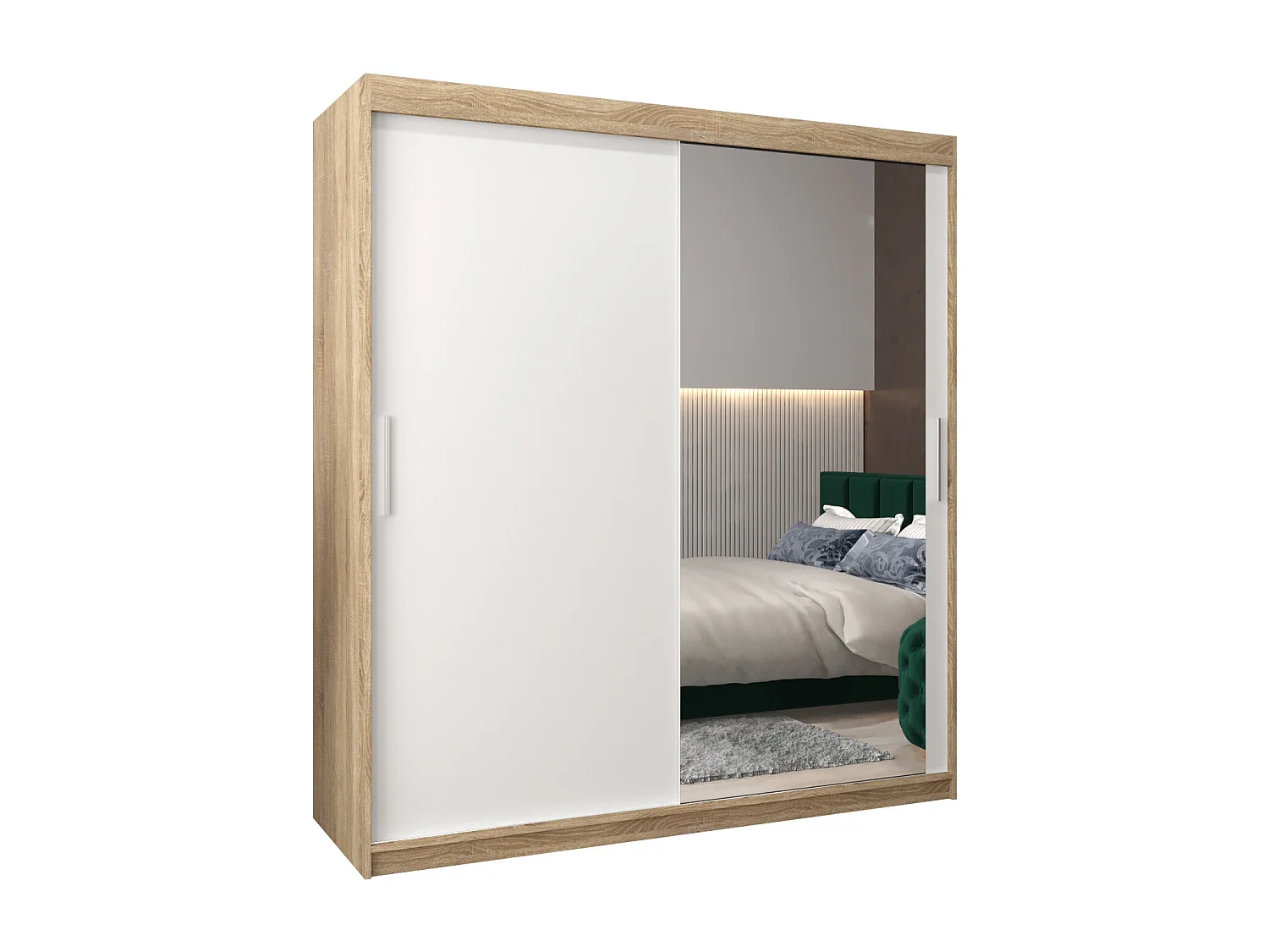 Armoire Tokyo 2 À Portes Coulissantes 200/180/62 2 portes (Sonoma/Blanc)