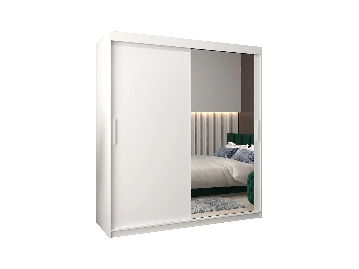 Armoire Tokyo 2 À Portes Coulissantes 200/180/62 2 portes (Blanc/Blanc)