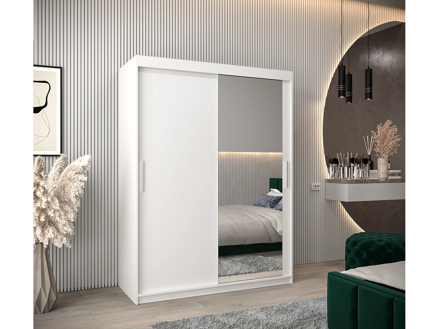 Armoire Tokyo 2 À Portes Coulissantes 200/150/62 2 portes (Blanc/Blanc)