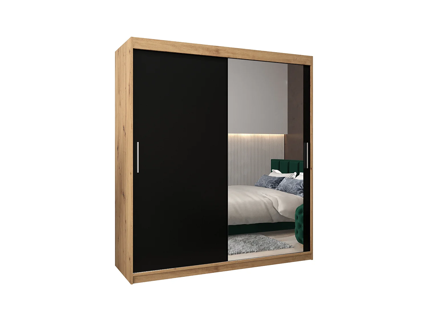 Armoire Tokyo 2 À Portes Coulissantes 200/180/62 2 portes (Artisan/Noir)