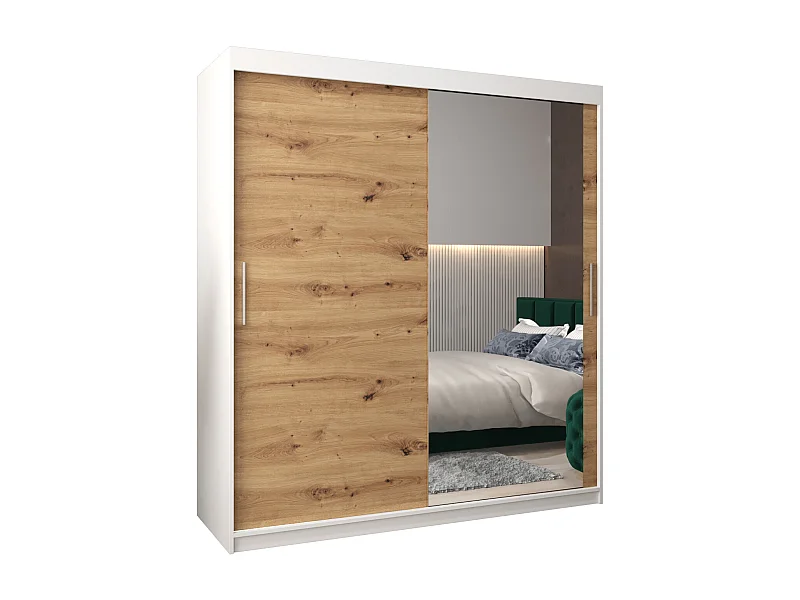 Armoire Tokyo 2 À Portes Coulissantes 200/180/62 2 portes (Blanc/Artisan)