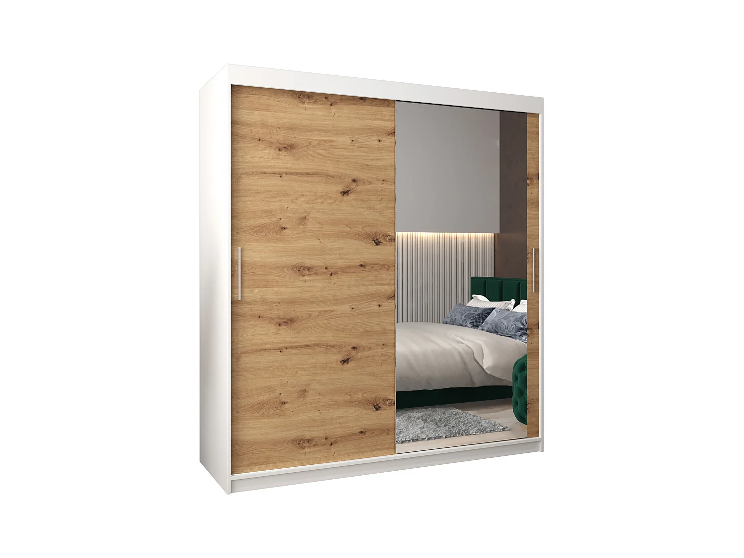 Armoire Tokyo 2 À Portes Coulissantes 200/180/62 2 portes (Blanc/Artisan)
