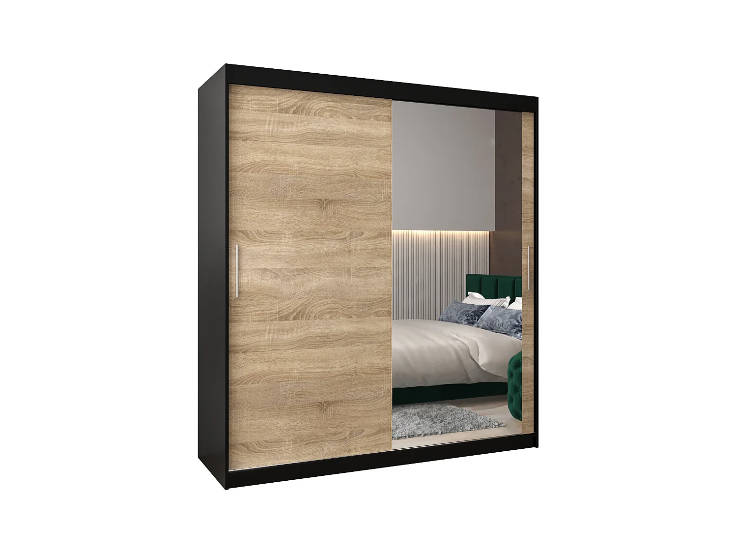 Armoire Tokyo 2 À Portes Coulissantes 200/180/62 2 portes (Noir/Sonoma)