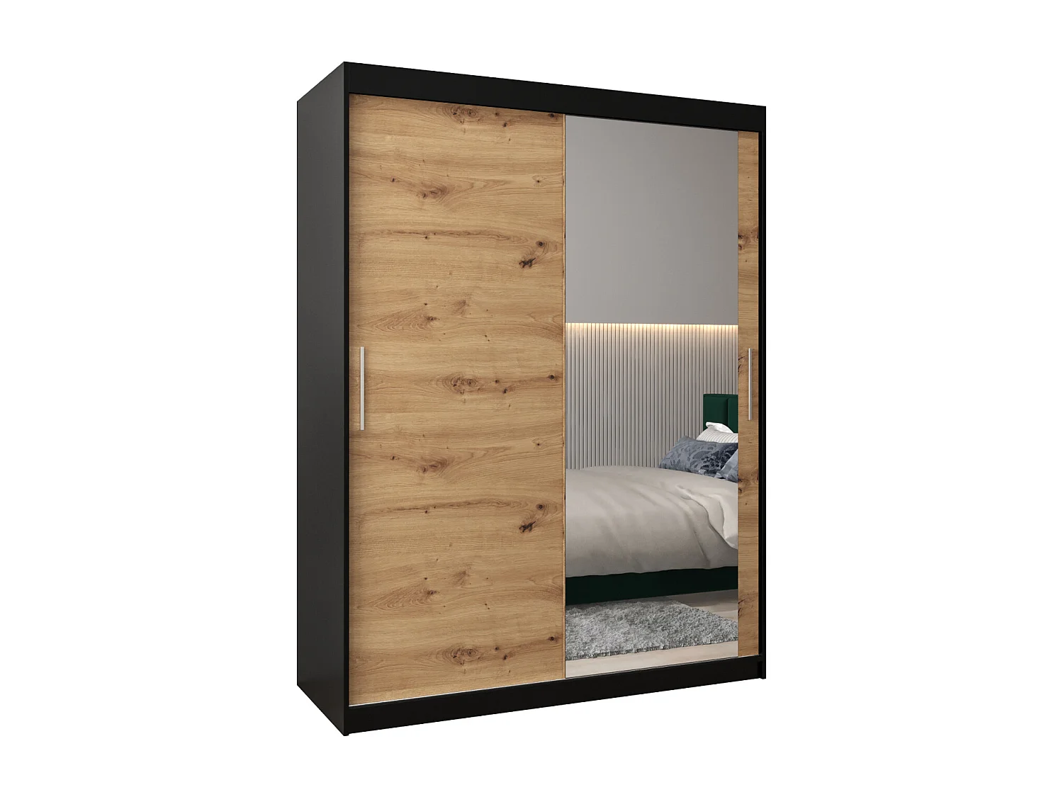 Armadio Tokyo 2 ad ante scorrevoli 200/150/62 2 porte (nero/artisan)