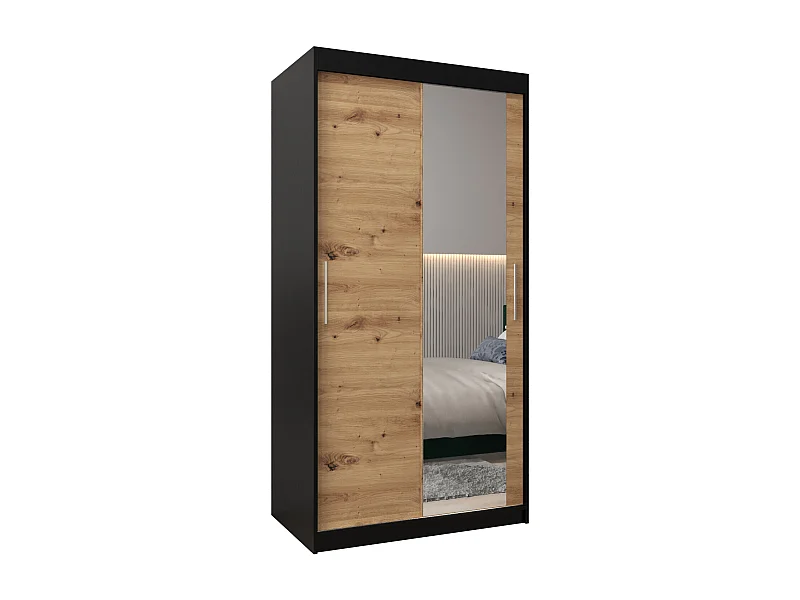 Schwebetürenschrank Tokyo 2 200/100/62 2-Türig (Schwarz/Artisan)