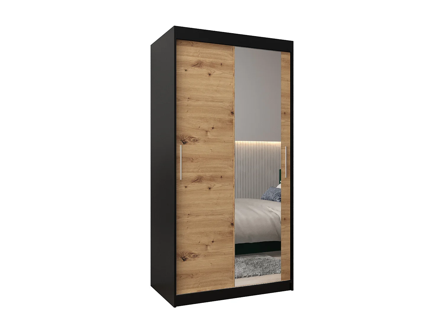 Armoire Tokyo 2 À Portes Coulissantes 200/100/62 2 portes (Noir/Artisan)