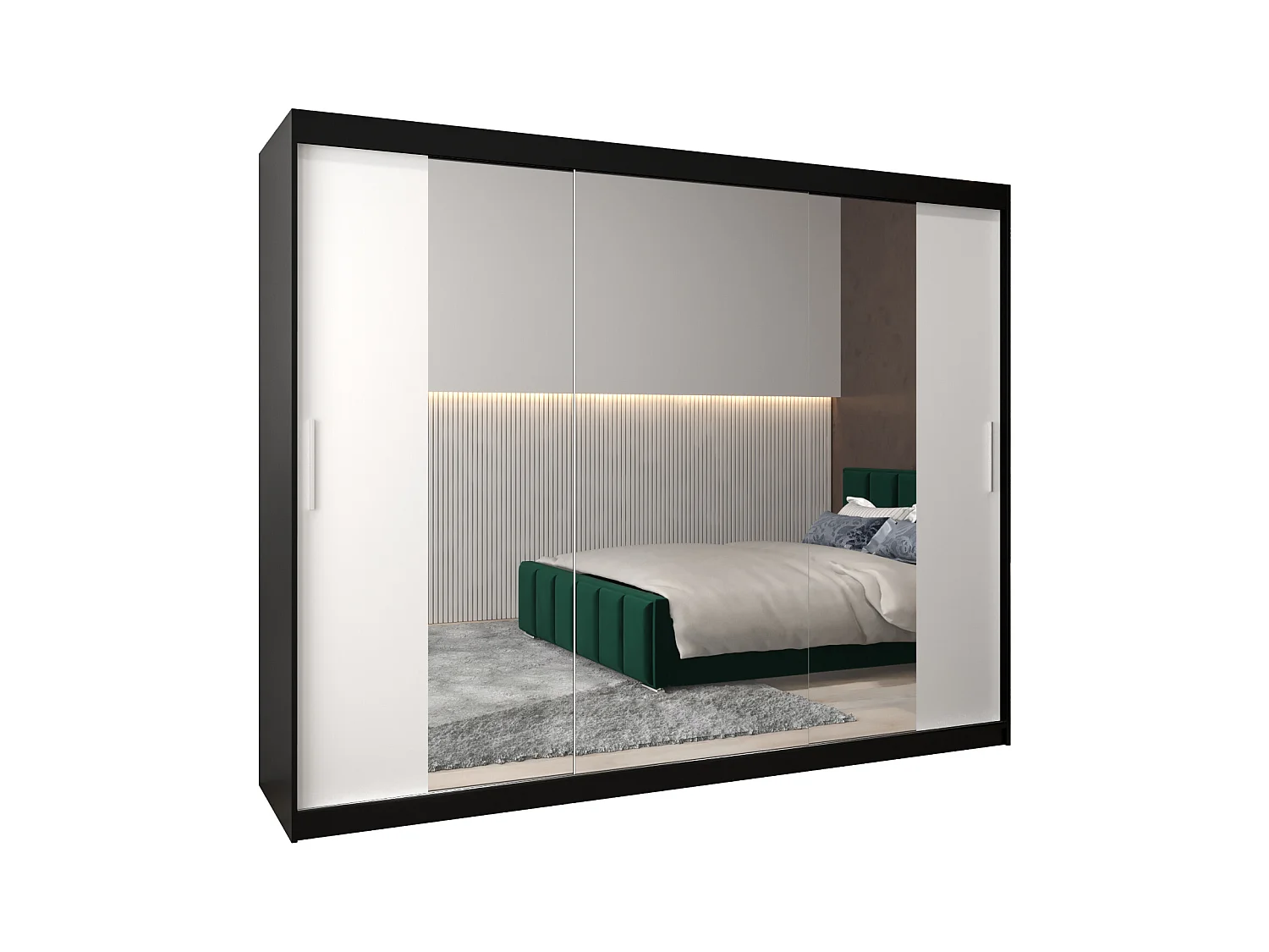 Schwebetürenschrank Tokyo 2 200/250/62 2-Türig (Schwarz/Weiß)