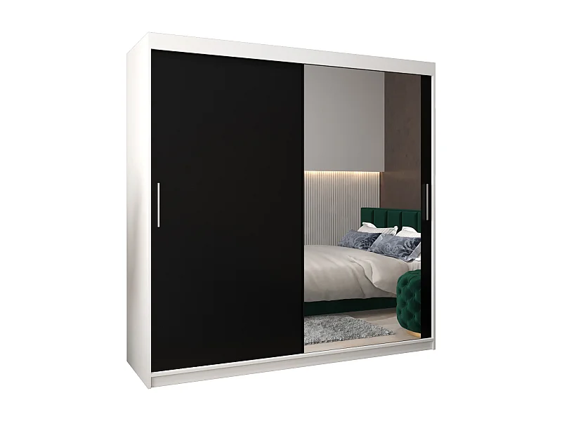 Armoire Tokyo 2 À Portes Coulissantes 200/200/62 2 portes (Blanc/Noir)