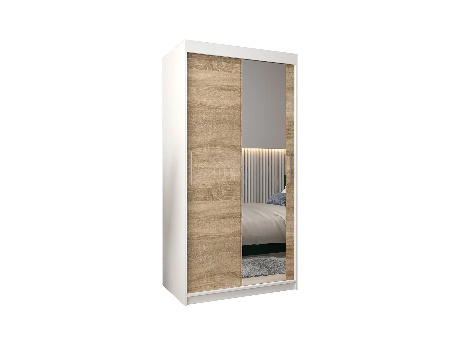 Schwebetürenschrank Tokyo 2 200/100/62 2-Türig (Weiß/Sonoma)