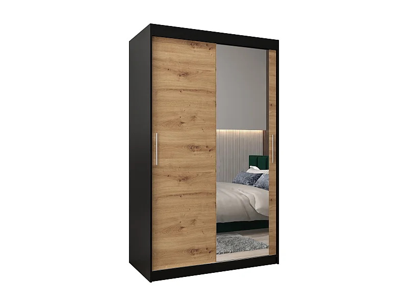 Schwebetürenschrank Tokyo 2 200/120/62 2-Türig (Schwarz/Artisan)