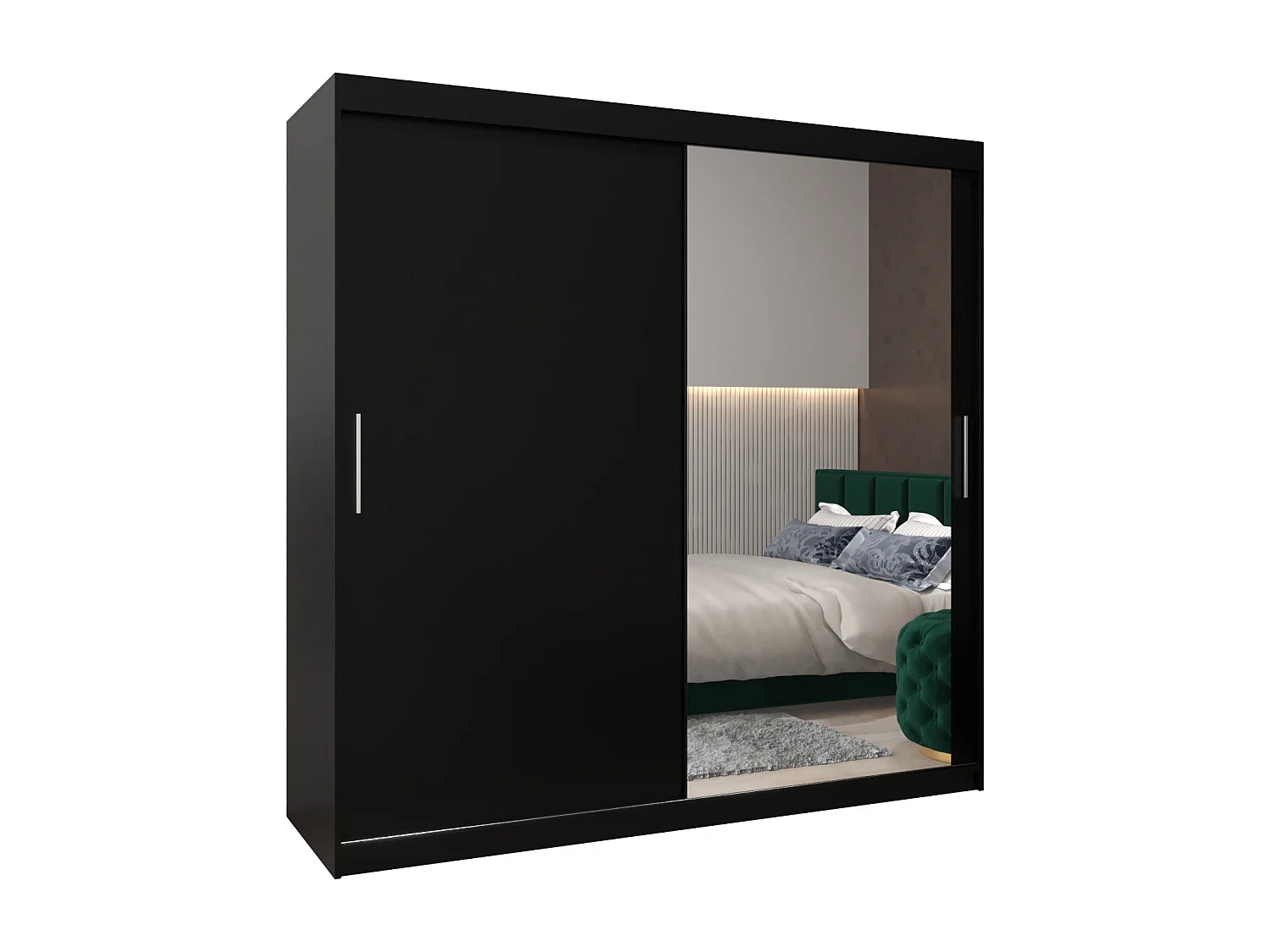 Schwebetürenschrank Tokyo 2 200/200/62 2-Türig (Schwarz)