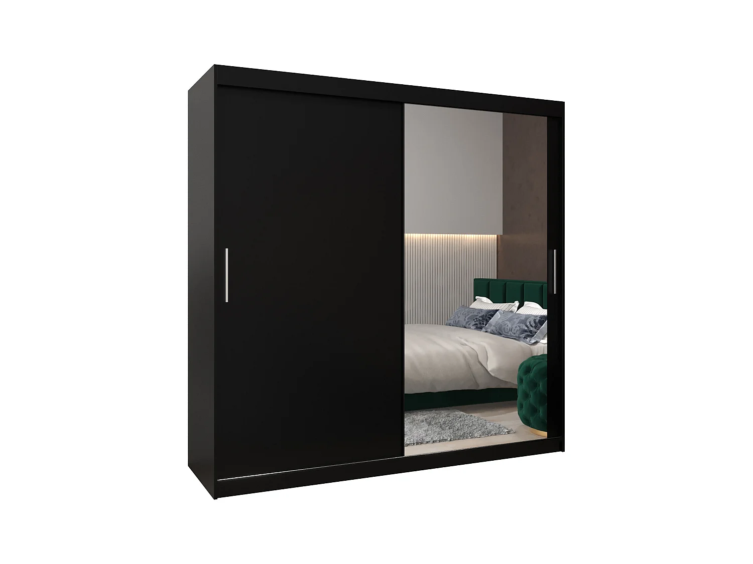 Schwebetürenschrank Tokyo 2 200/200/62 2-Türig (Schwarz)