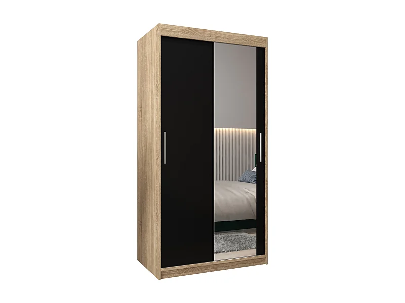 Armoire Tokyo 2 À Portes Coulissantes 200/100/62 2 portes (Sonoma/Noir)