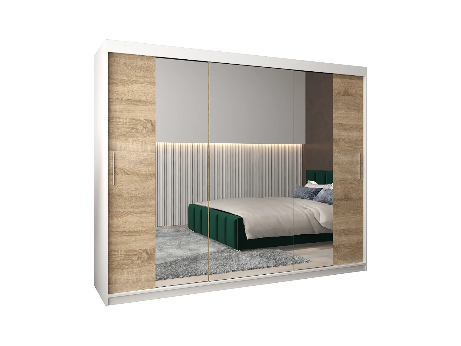 Schwebetürenschrank Tokyo 2 200/250/62 2-Türig (Weiß/Sonoma)